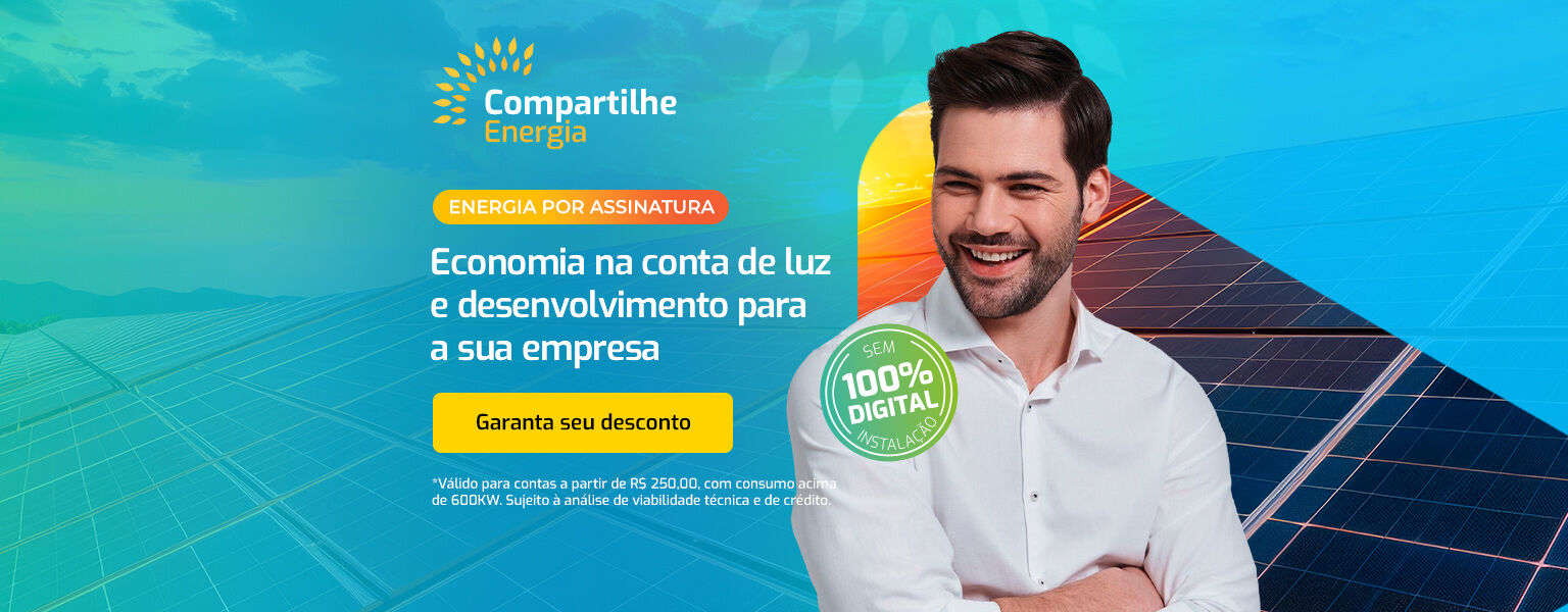 Energia limpa e sustent&aacute;vel com desconto na conta da sua empresa.